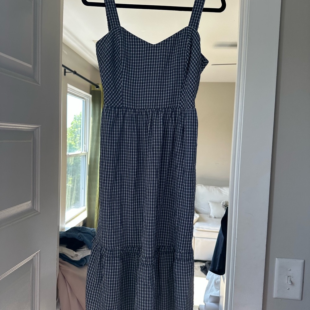 Draper James Blue and White Checkered Summer Dress- 4